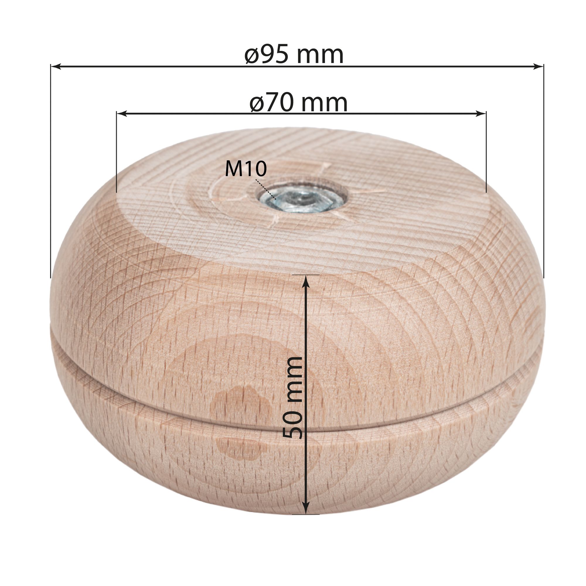 Möbelfuße aus Holz Schrankfüß Kugelfuß Kreisform 4er Set Massivholz H: 5cm