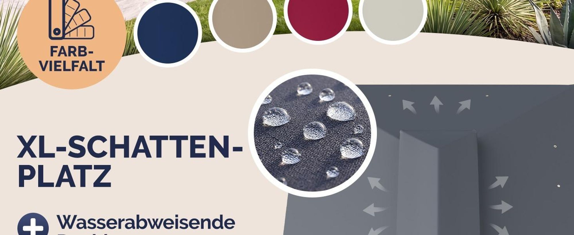 CASARIA Pavillon Topas 3x4 m mit Seitenteilen, Creme