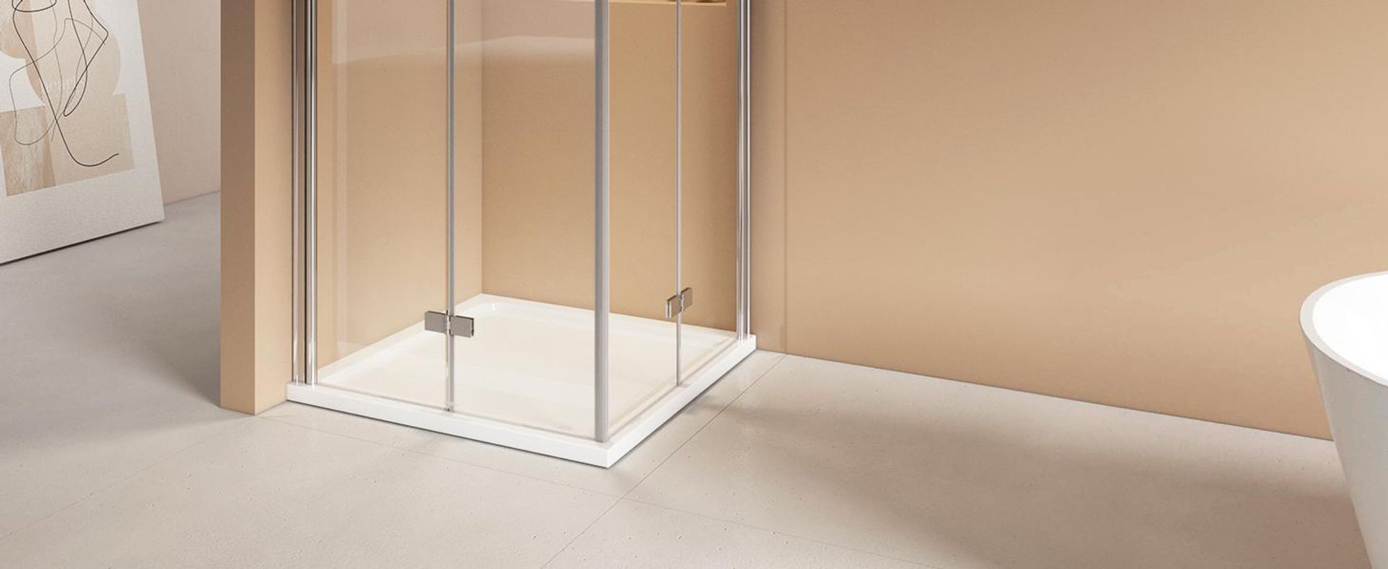 EMKE Duschkabine 90x90x185cm Eckeinstieg Pendeltür Falttür, 6mm ESG Sicherheitsglas, Höhe 1850mm, Hebe-Senk-Funktion, Chrom-Optik EDF-Serie