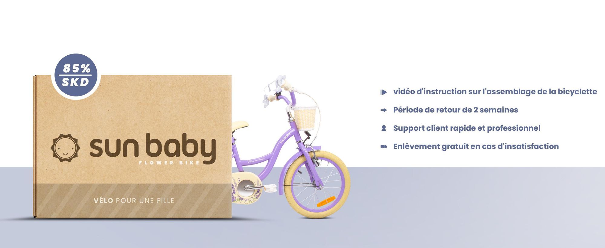Vélo enfant 16 pouces 4-6 ans Vélo à fleurs abricot Sun Baby