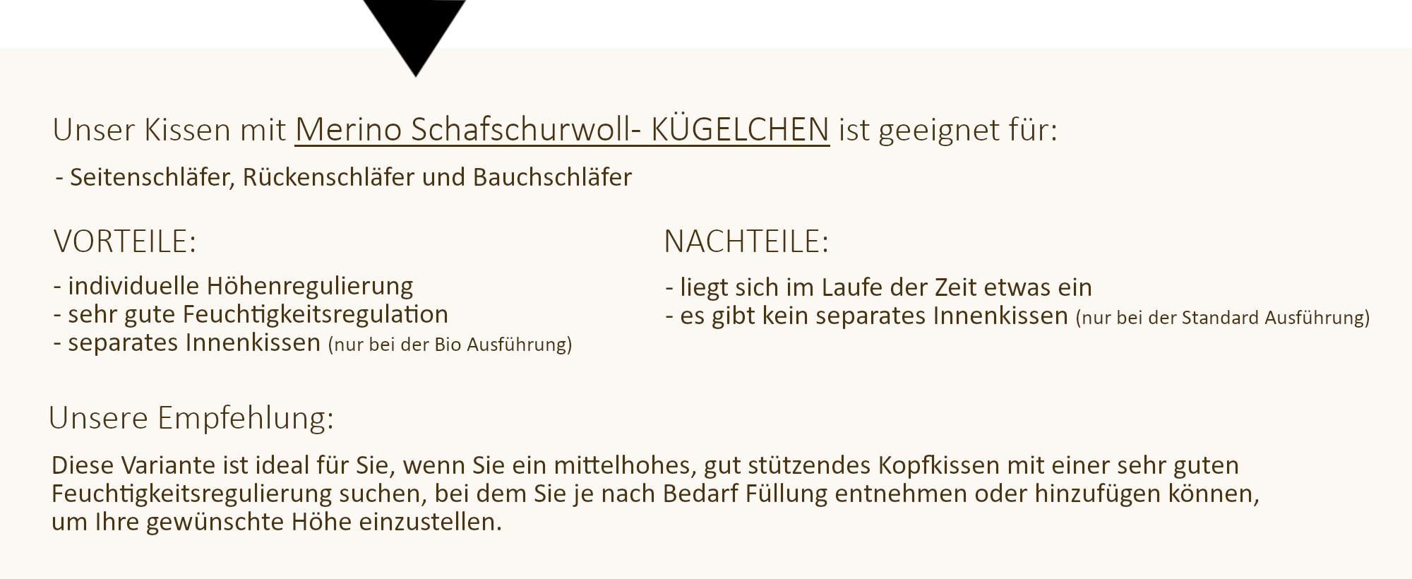 Merino Schafschurwoll- Kügelchen sind geeignet für Seiten-, Rücken- und Bauchschläfer.