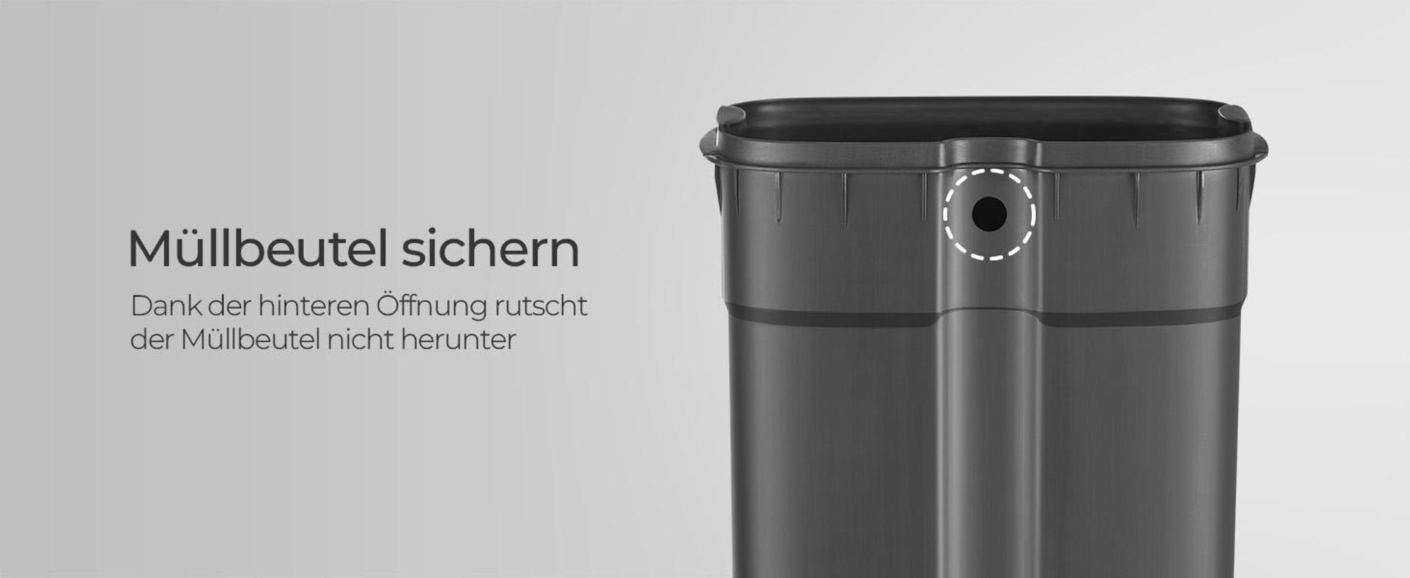 SONGMICS 30L Abfalleimer Mülleimer Treteimer aus Stahl Recycling Abfallbehälter Küche Papierkorb 63cm Rauchgrau LTB03GS