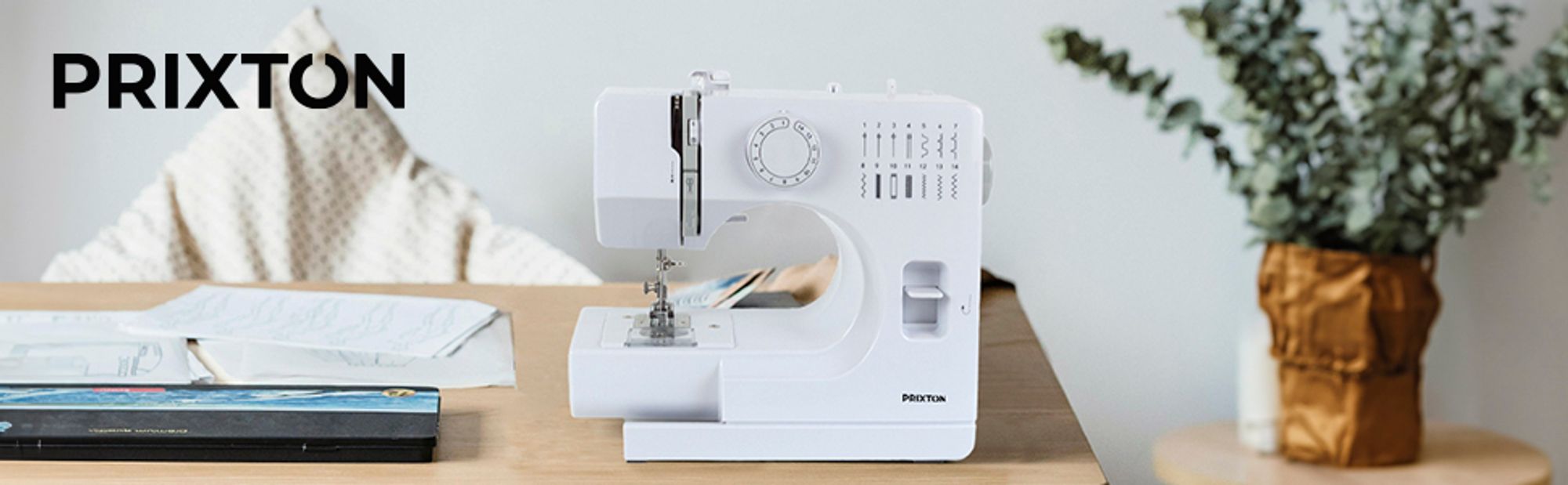 PRIXTON Nähmaschine P125 | 38 Stiche, 2 Geschwindigkeiten, Erweiterbare Tischplatte