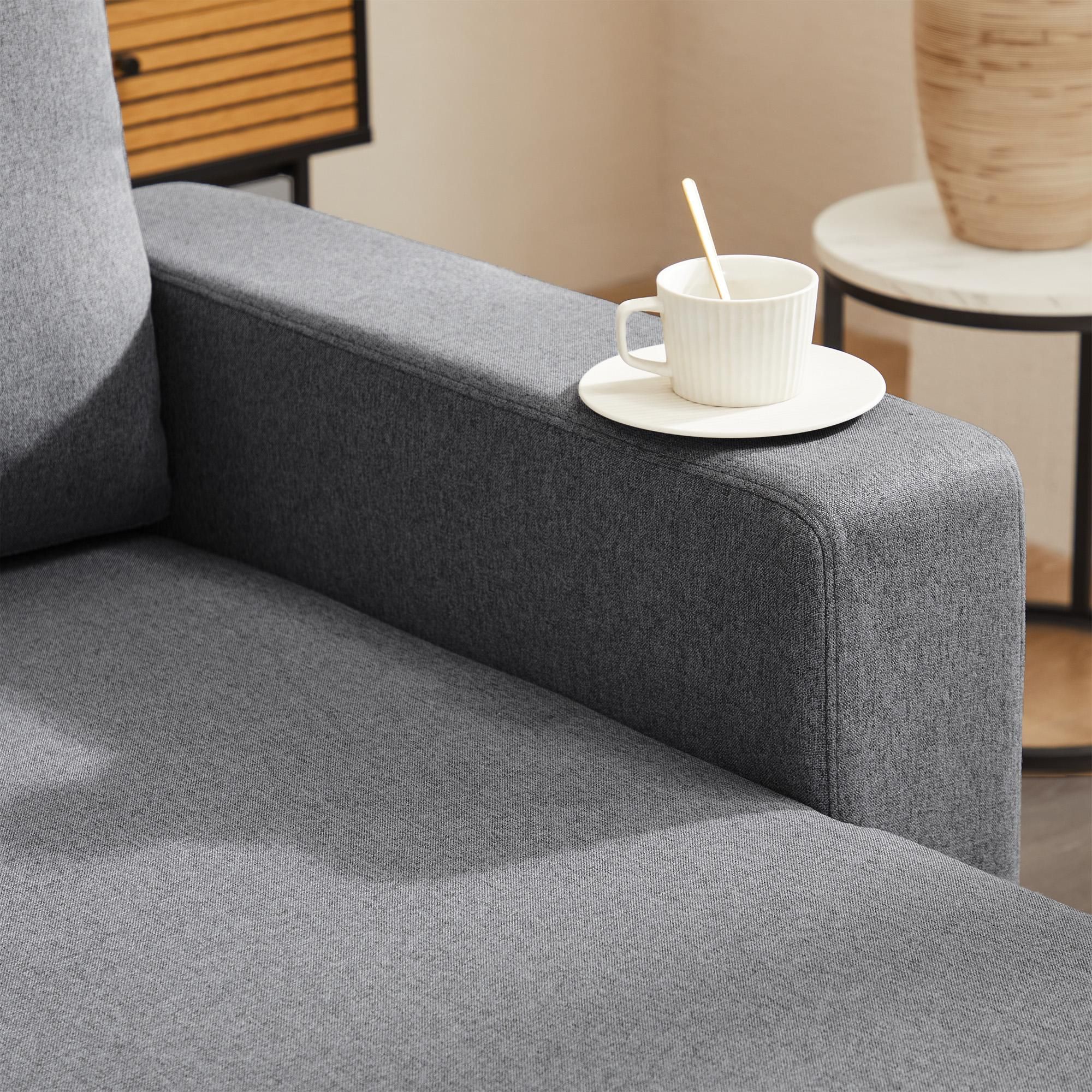 Merax 3-Sitzer Ecksofa mit Schlaffunktion, L-Form Sofa mit Bettkasten, Sofa Seitentasche Wohnlandschft, Schlafsofa Couchgarnitur Bettcouch, Dunkelgrau