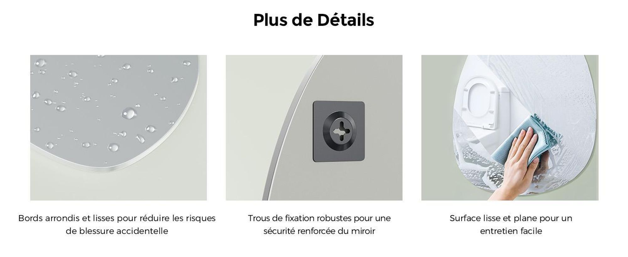 S'AFIELINA miroir mural asymétrique 85×50 cm sans cadre miroir de couverture miroir de salle de bain pour salon, salle de bain et chambre à coucher