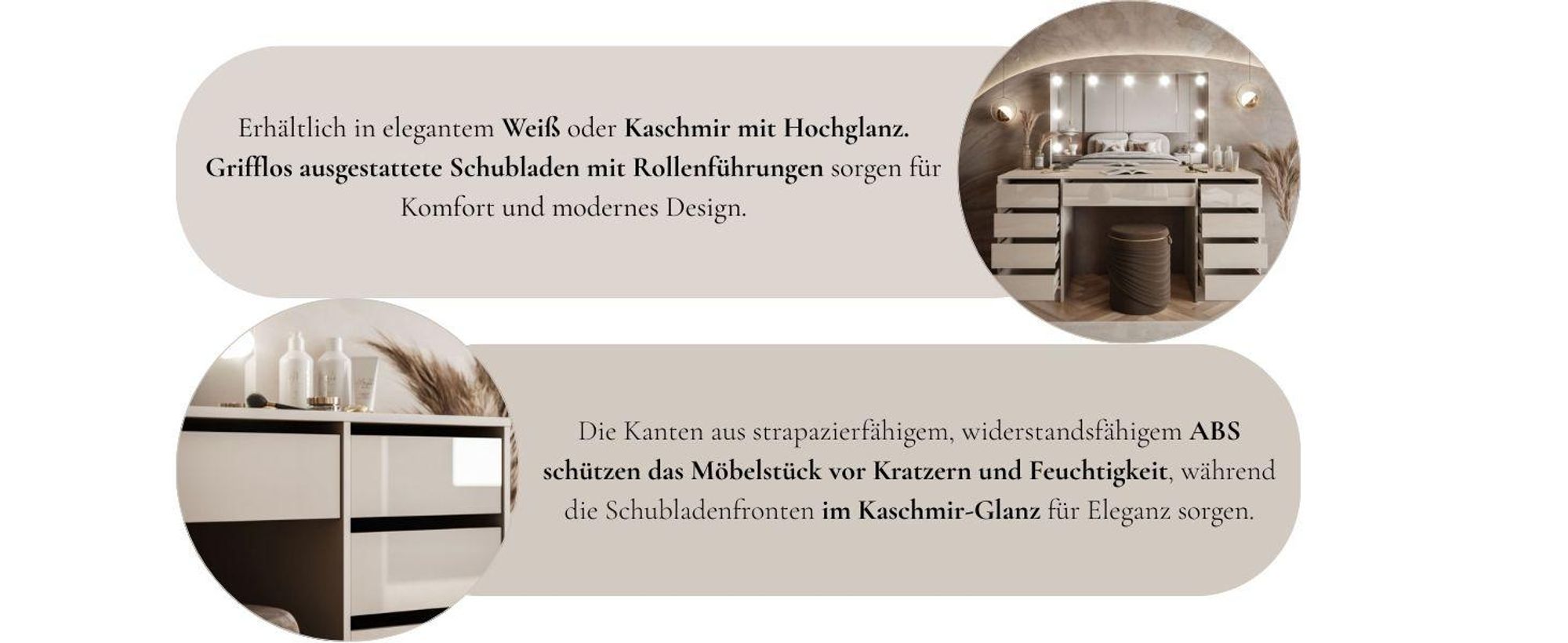 Schminktisch MADA ELITE II mit Spiegel und Beleuchtung