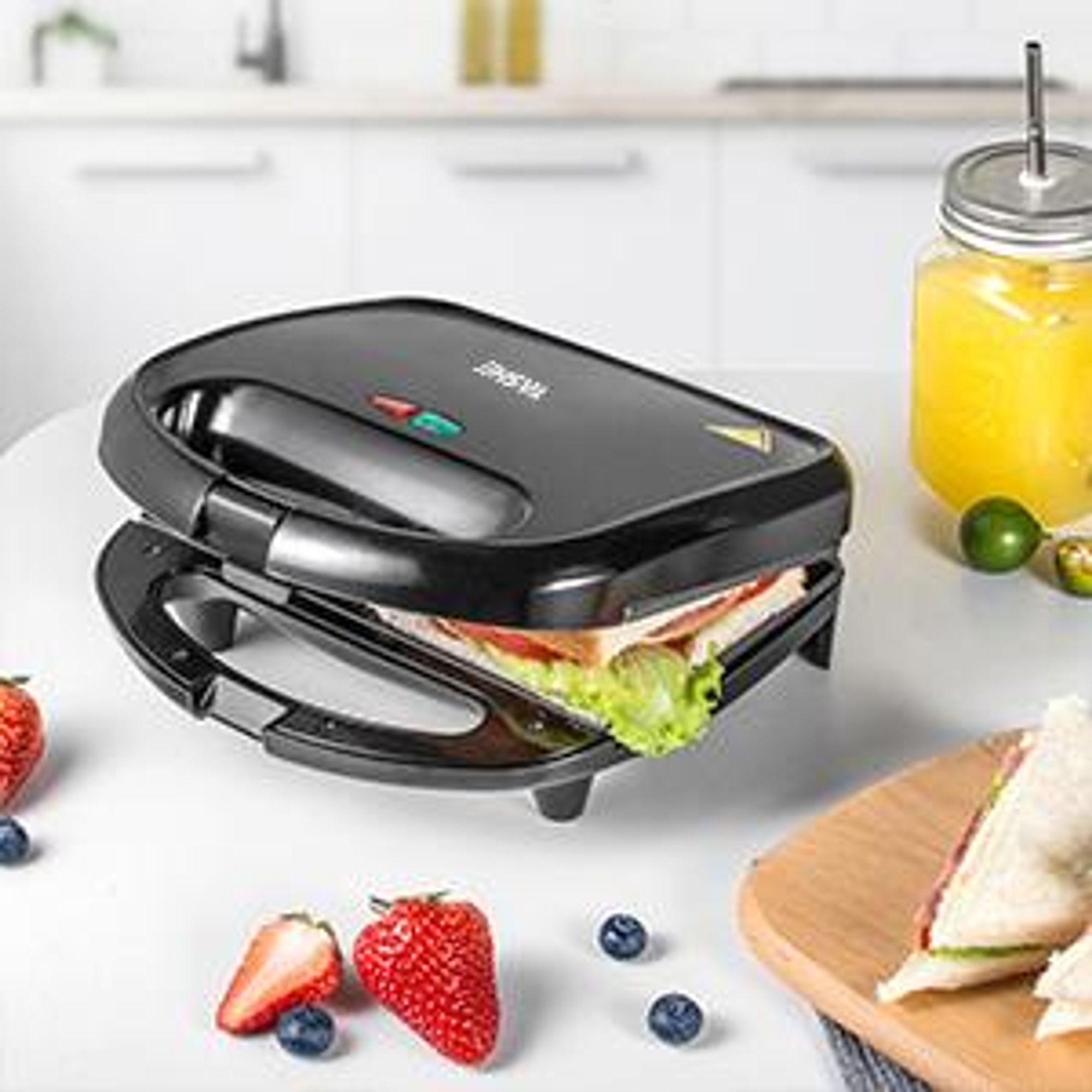 YASHE Appareil à croque-monsieur ABS05, 2 sandwiches, 750 W, noir