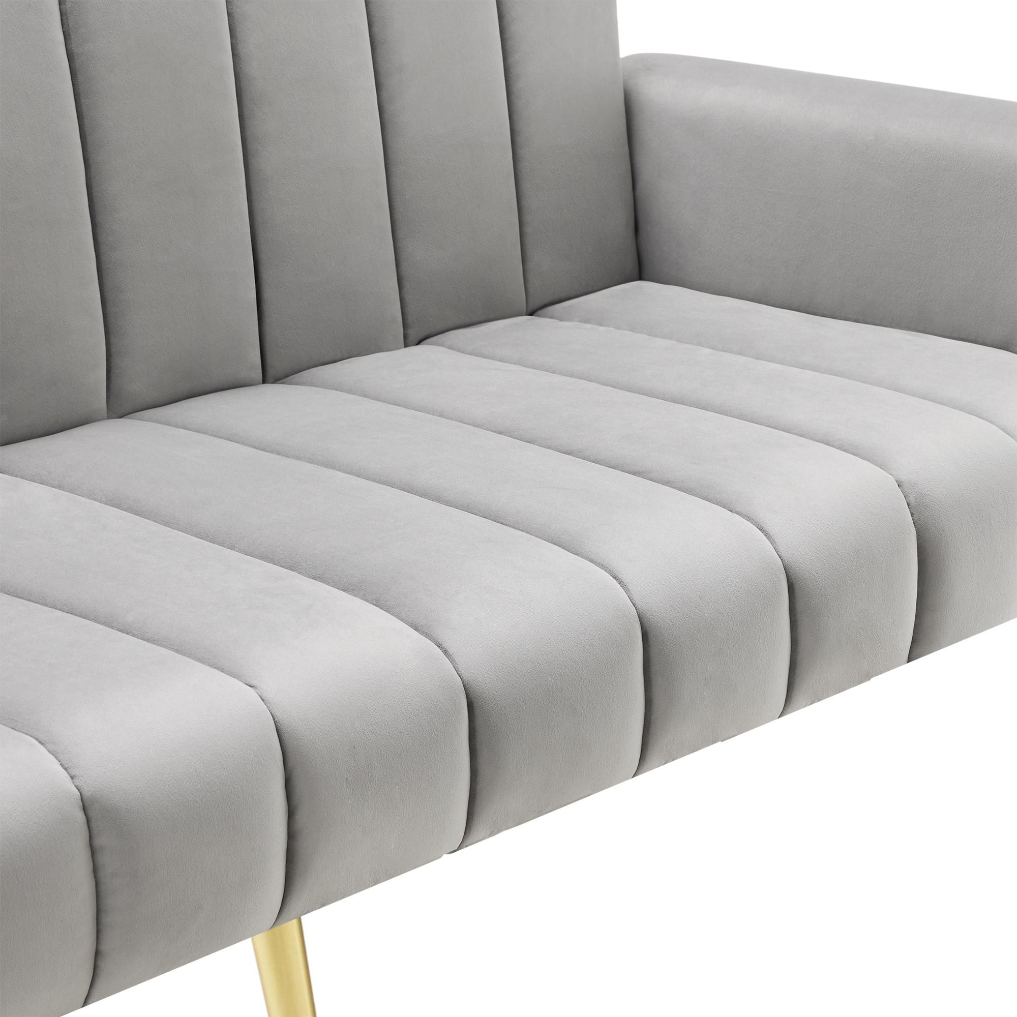 Merax Schlafsofa mit Bettfunktion, Klappbett Bettsofa Klappsofa mit Schlaffunktion, Gästebett Rückenlehne neigbar 95°-180°, 183 x 76 x75cm, Grau