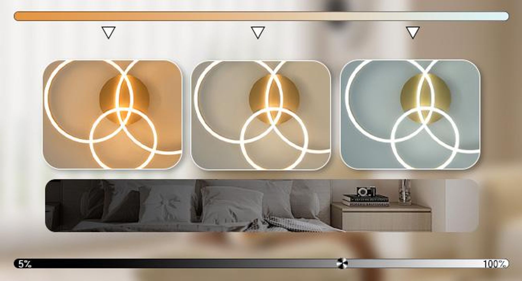 Plafonnier LED ZMH dimmable 82 cm, doré, pour chambre à coucher, avec télécommande, équivalent 74 W, éclairage à 3 anneaux pour chambre à coucher et cuisine