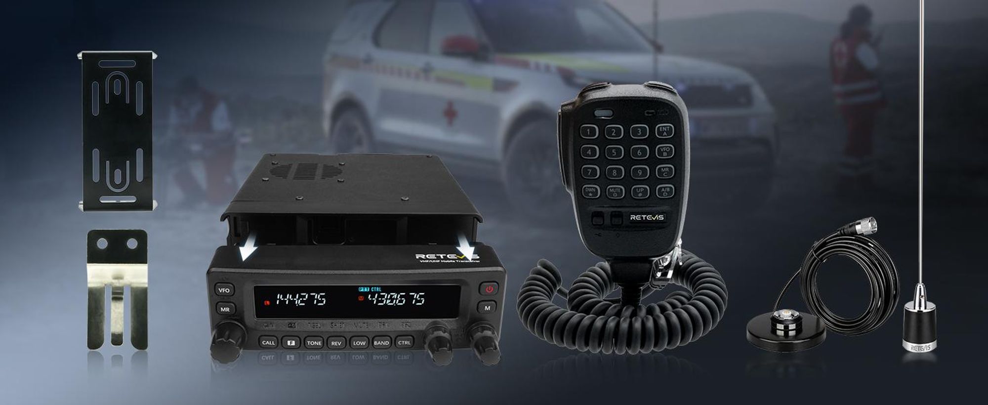 Retevis MA1 Amateurfunk mit Antenne, Mobiler Transceiver mit Abnehmbarem Bedienfeld, Cross Band Repeater, Große Reichweite VFO, Amateurfunk, Home Base