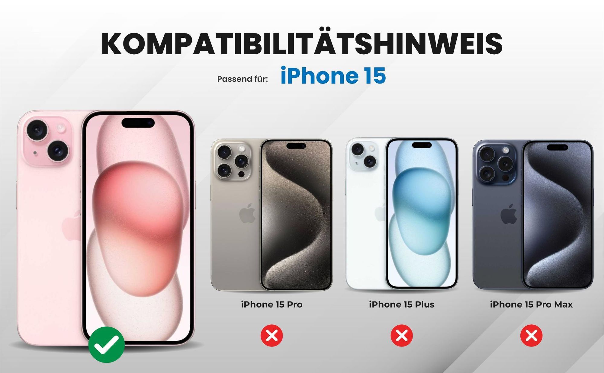 Kompatibilitätshinweise Hülle für Apple iPhone 15