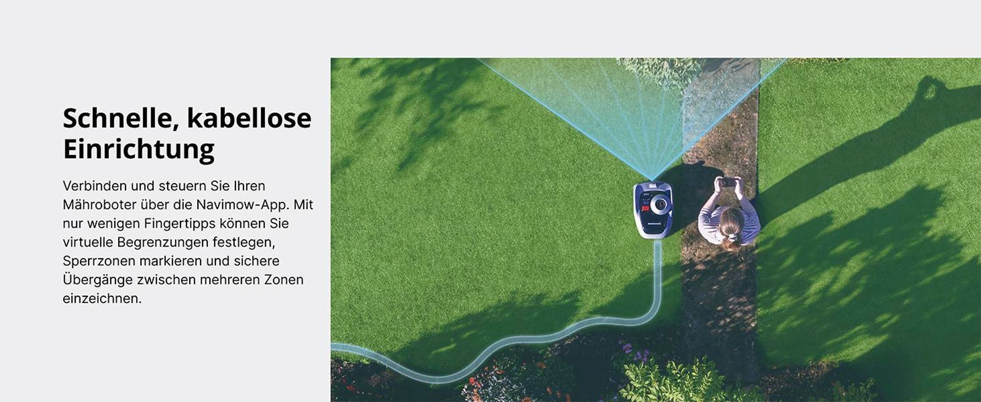 Navimow i105E+Garage S, Mähroboter ohne Begrenzungskabel, Empf. 500 m², Max. 600 m², RTK+Vision Rasenmäher Roboter , Igelschutz Rasenroboter