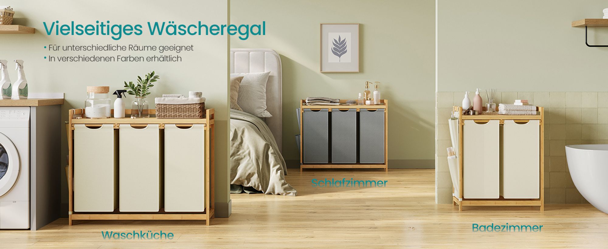 SVITA SADE Wäschekorb Aus Bambus - Faltbar Mit Deckel 65 Liter Für Bad & Schlafzimmer