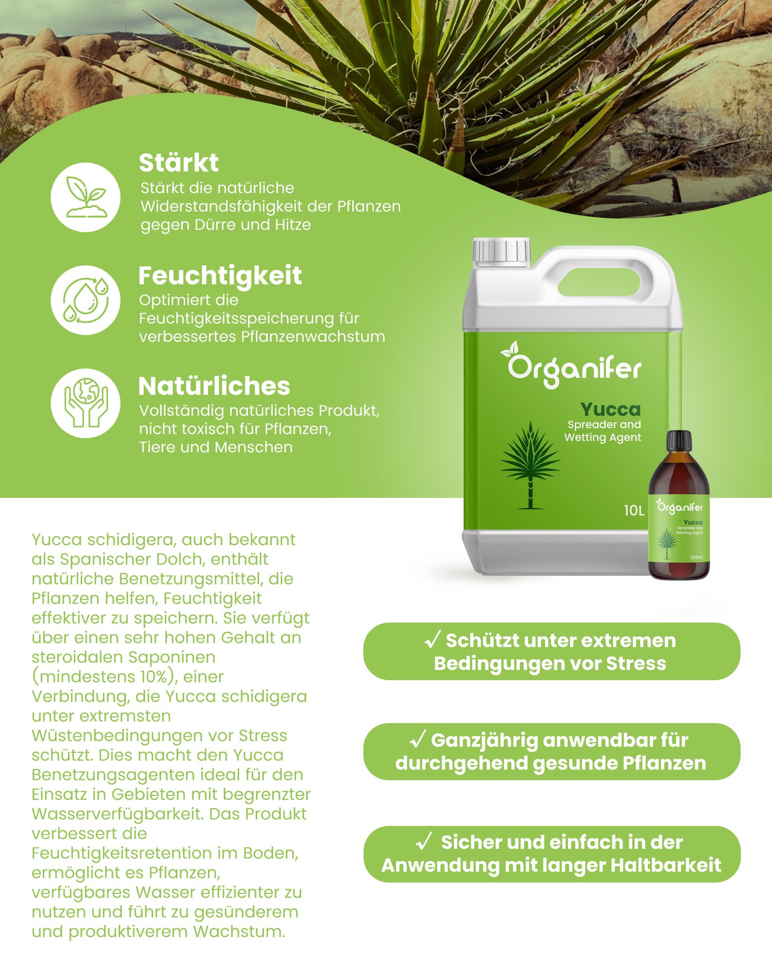 Yucca – Benetzungsagent – 5 L für 50000 m2 - Organifer