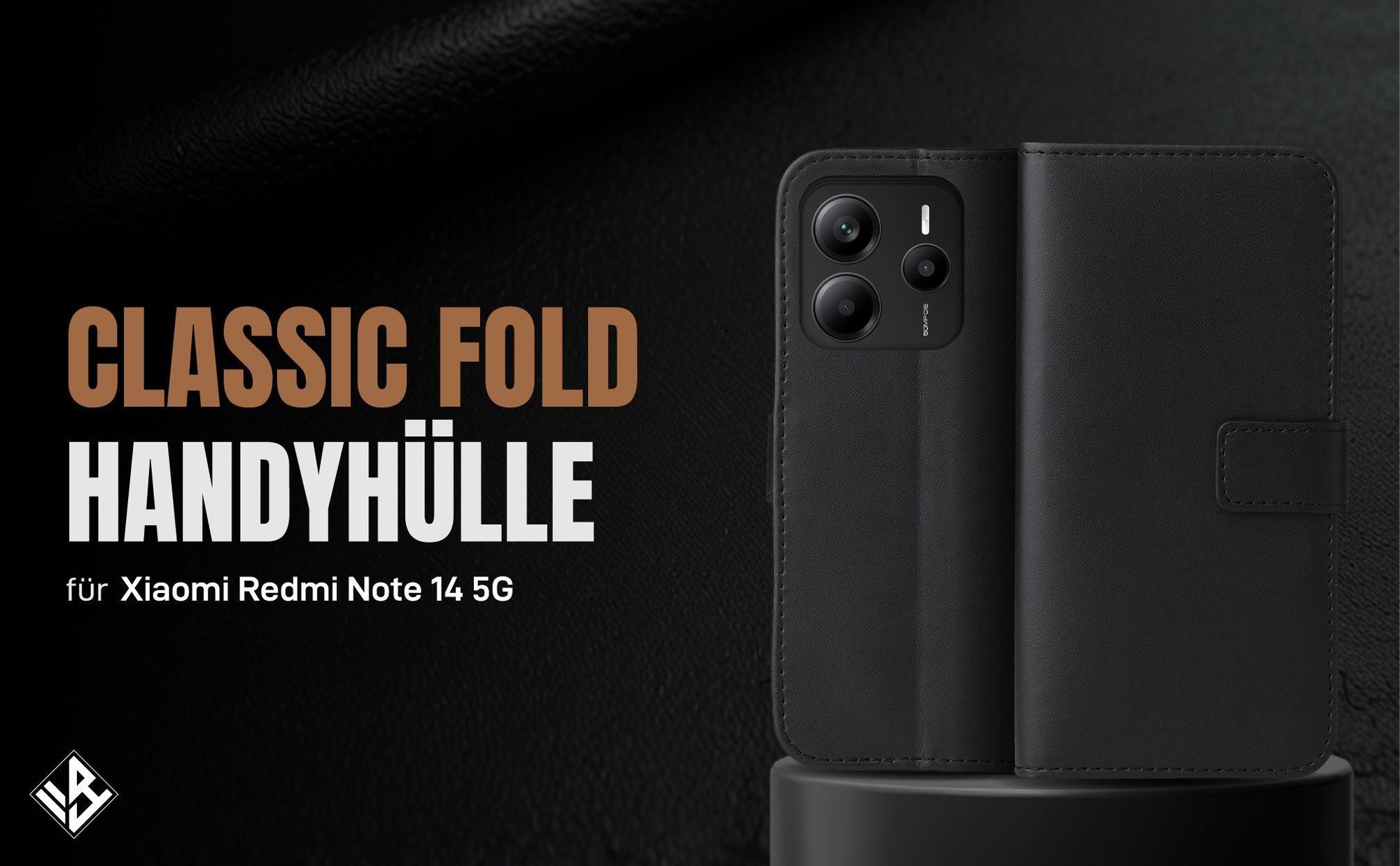 Schwarze Klapphülle für Xiaomi Redmi Note 14 5G mit Wallet-Funktion