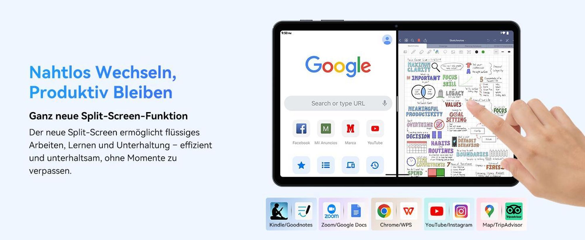 TABWEE T80 mit Stylus-Pen/Tastatur, 10.1 Zoll,Android 16, 64GB ROM, 1280 x 800 pixel, 6000mAh Akku, 5MP Kamera, 5G WiFi, Bluetooth, Gemini AI Tablet