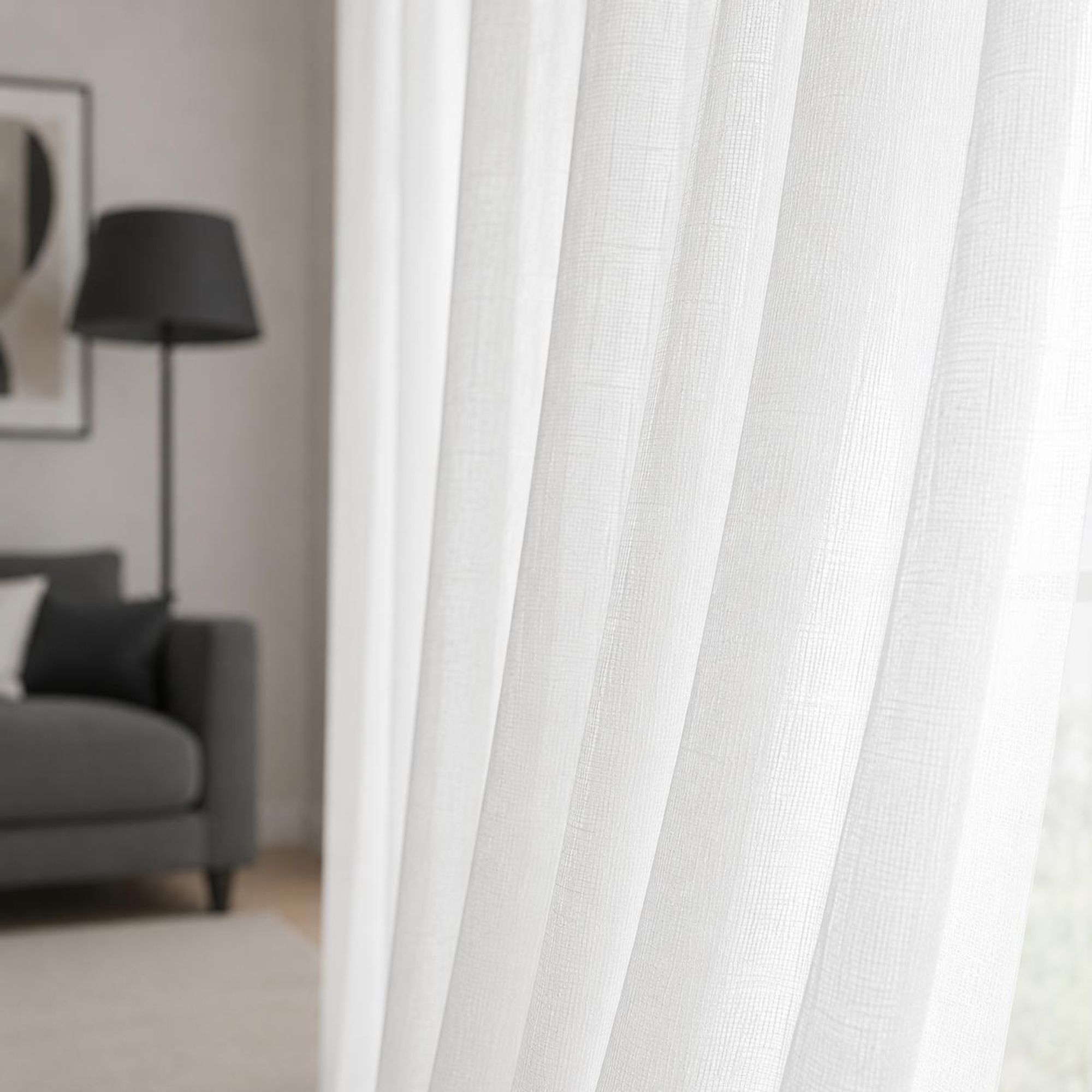 Weiß Vorhänge mit Kräuselband 132X244cm 2er Set  Transparent Voile Gardinen mit Tunnelzug Dekoschal Gardinenschal
