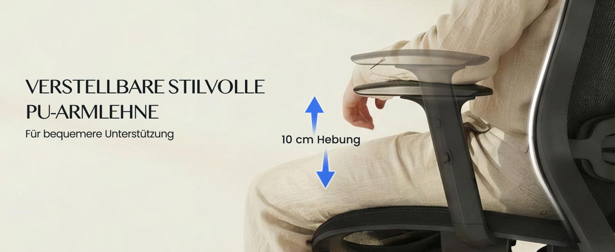 FlexiSpot OC3 Ergonomischer Bürostuhl, Schreibtischstuhl mit 2D-Kopfstütze, dynamischer Lendenstütze und verstellbaren Armlehnen, atmungsaktiv Schwarz