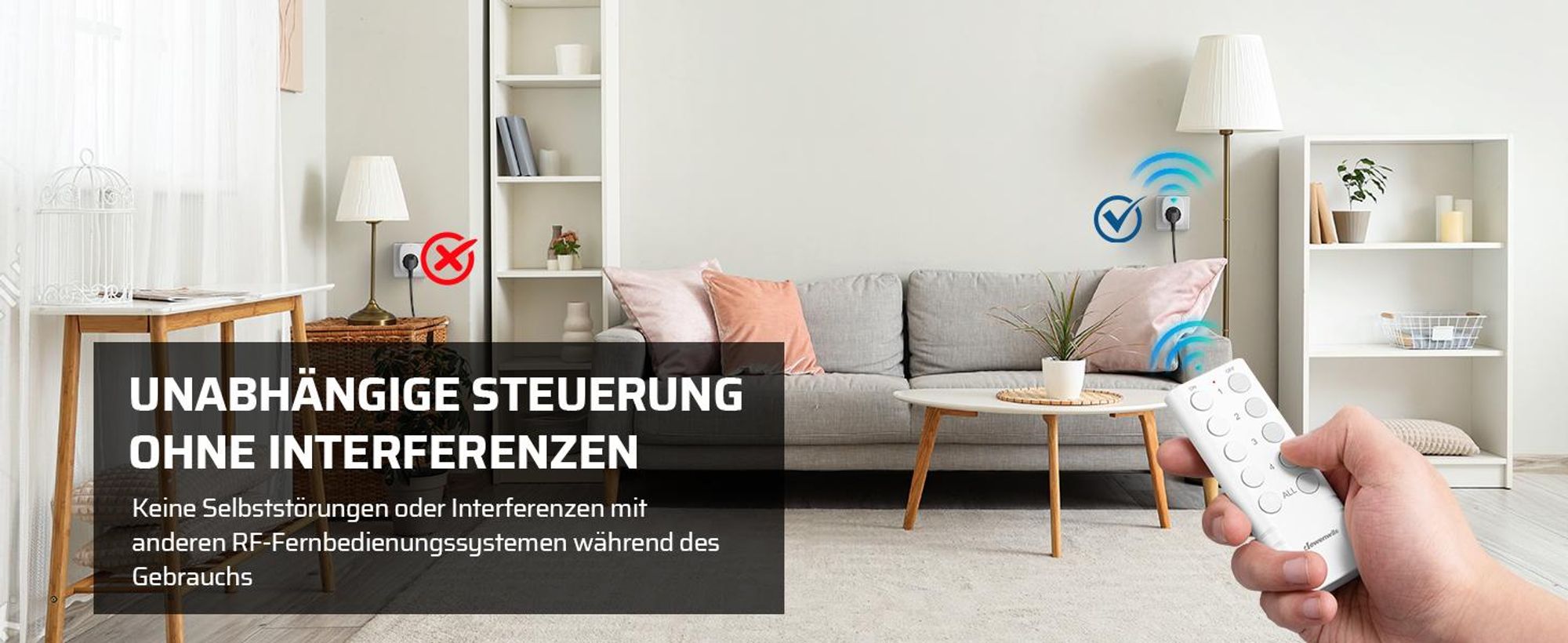 DEWENWILS 3680W Funksteckdose mit Fernbedienung 3er Set, 50m Reichweite, Weiß, 16A