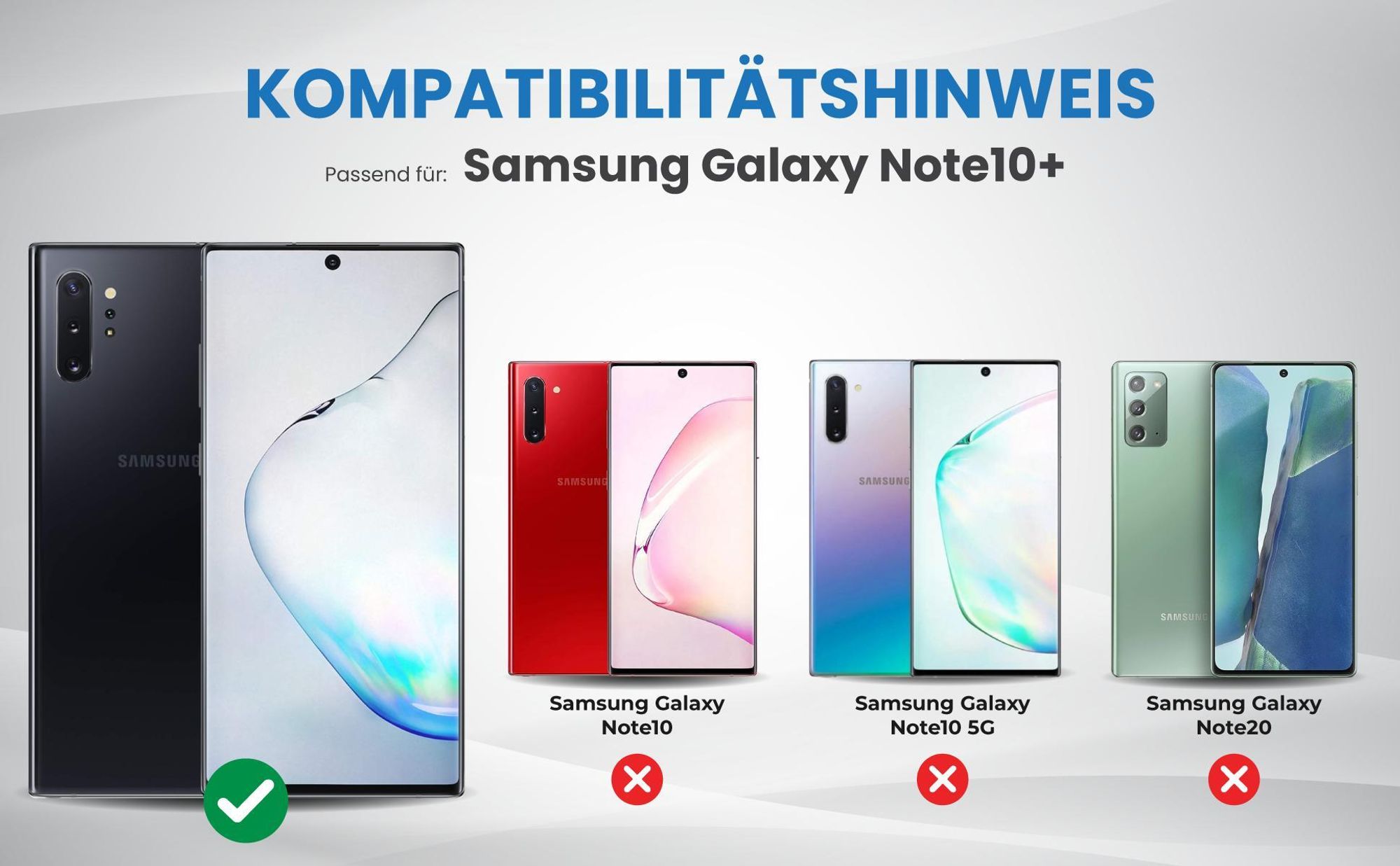Kompatibilitätshinweise Hülle für Samsung Galaxy Note 10+