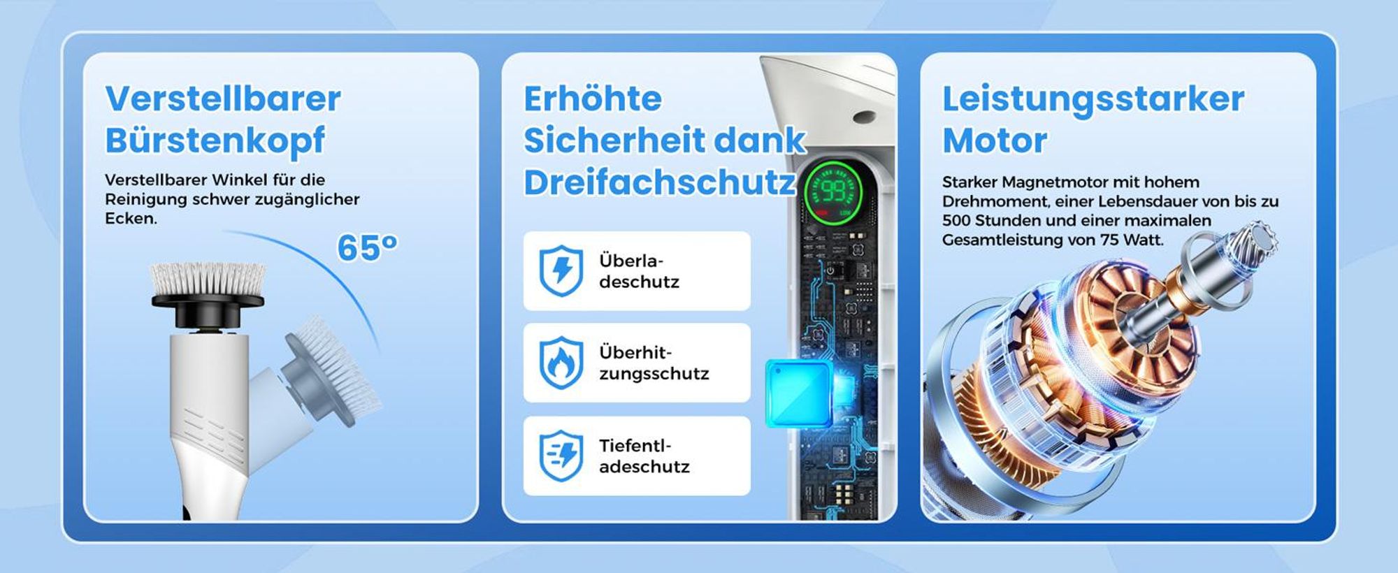 Elektrische Reinigungsbürste, Kabellos Akkureinigungsbürste, mit 9 Austauschbaren Bürstenköpfen, 2 Geschwindigkeiten, für Bad, Fliesen, Auto, Küche