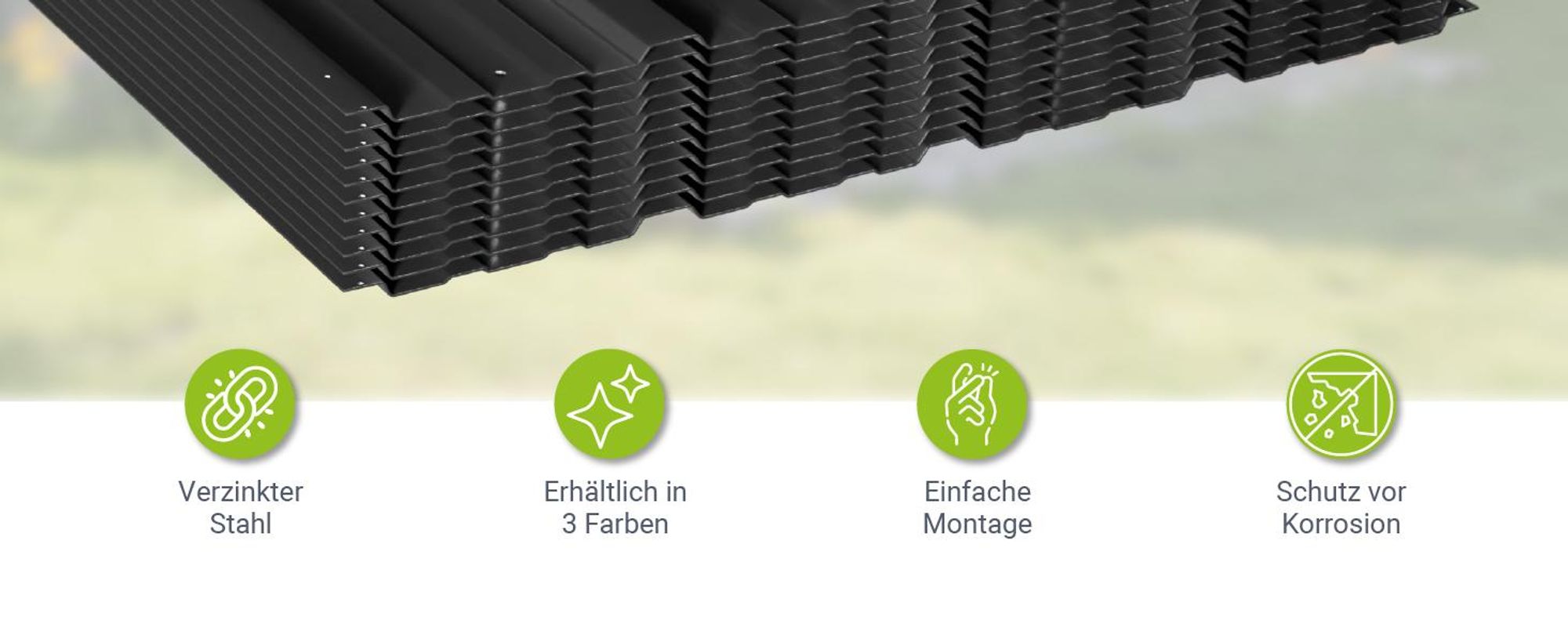 JUSKYS® Profilblech - Anthrazit 12er Set, verzinkter Stahl, 129x45 cm, wetterfest