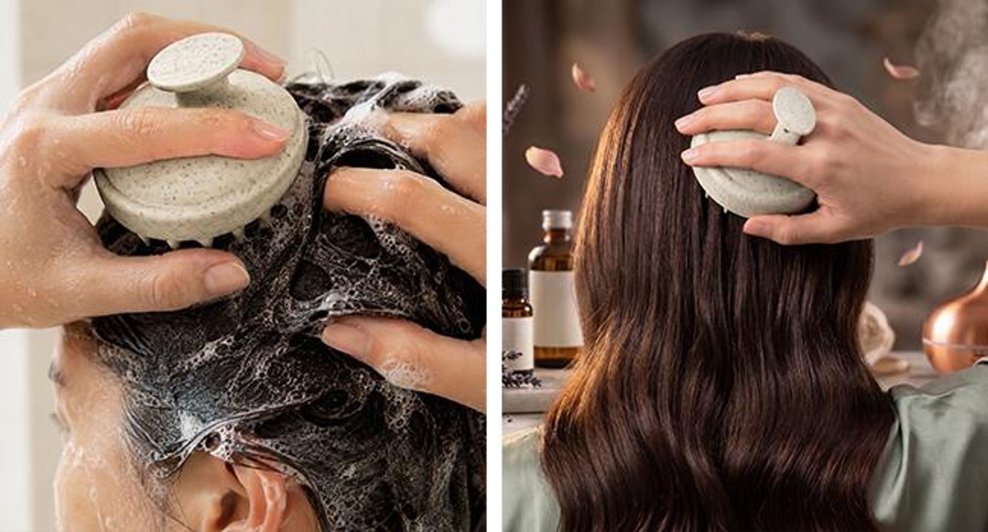 KRUMAD Kopfhaut Massagebürste Silikon, Scalp Massager für Haarwäsche und Peeling, Kopfhautbürste für alle Haartypen, Shampoo Bürste