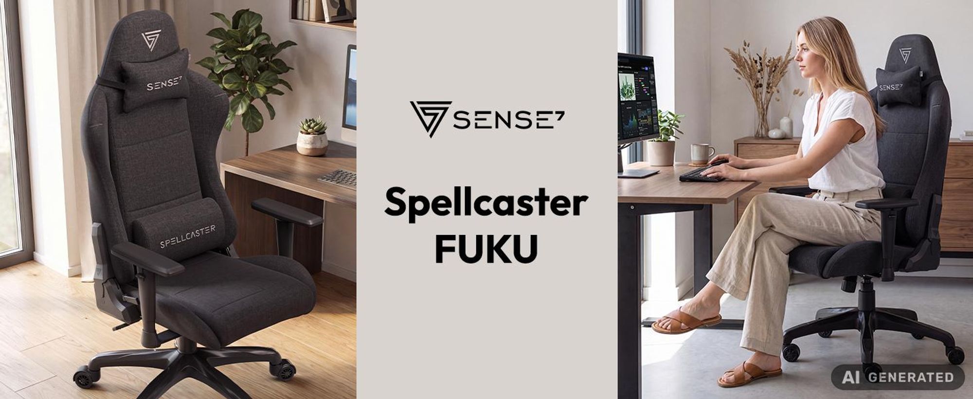 Sense7 Spellcaster FUKU sedia da gioco, poltrona da gioco, sedia da ufficio, sedia da scrivania , sedia girevole con poggiatesta fino a 120 kg nero
