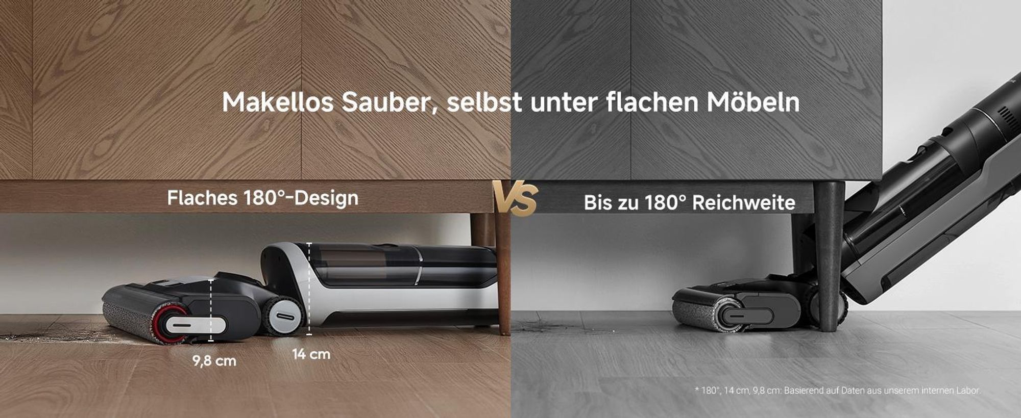 Dreame H14 AE Nass- und Trockensauger,18kPa Saugkraft,180° Lie-Flat,60 °C Bürstenpflege,selbstreinigend&trocknend,Doppelrotationsbürste,App,LED,280㎡