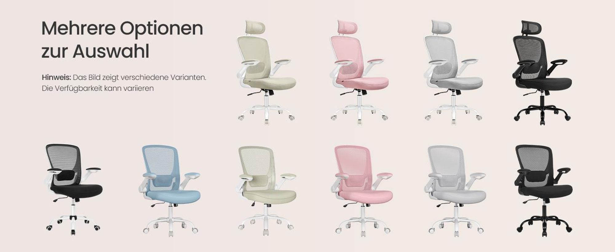 SONGMICS Bürostuhl ergonomisch, Schreibtischstuhl, Drehstuhl mit Mesh, gepolsterte Lendenstütze, Wippfunktion, 53 cm große Sitzfläche