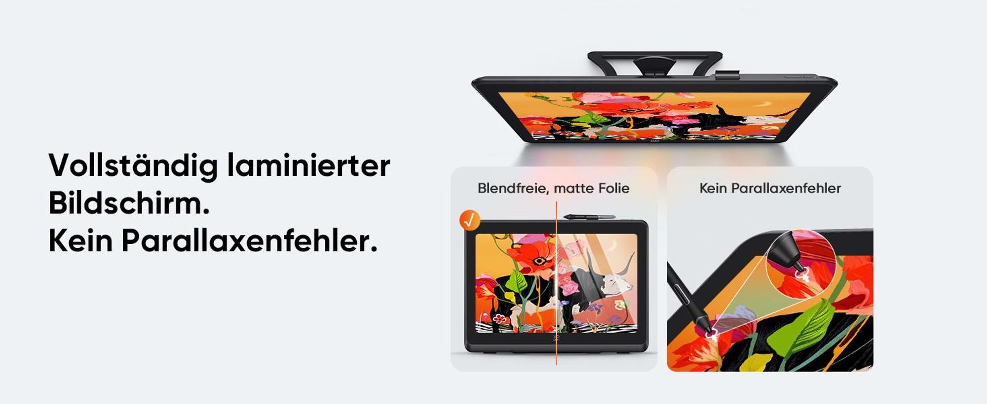 XPPen Artist Pro 22 (Gen 2), Kabelgebunden, 5080 lpi, 475,392 x 267,408 mm, USB/Bluetooth, 1 cm, Stift