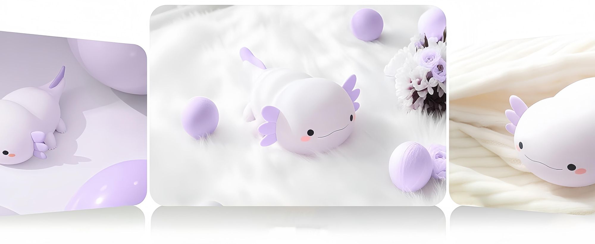 LED Axolotl Nachtlicht,Verstellbares Silikon -Nachtlicht,USB -Ladebett -Nachttischlampen,Berührungssteuerung,Geschenk mit Timer,Babyzimmerdekor,Lila