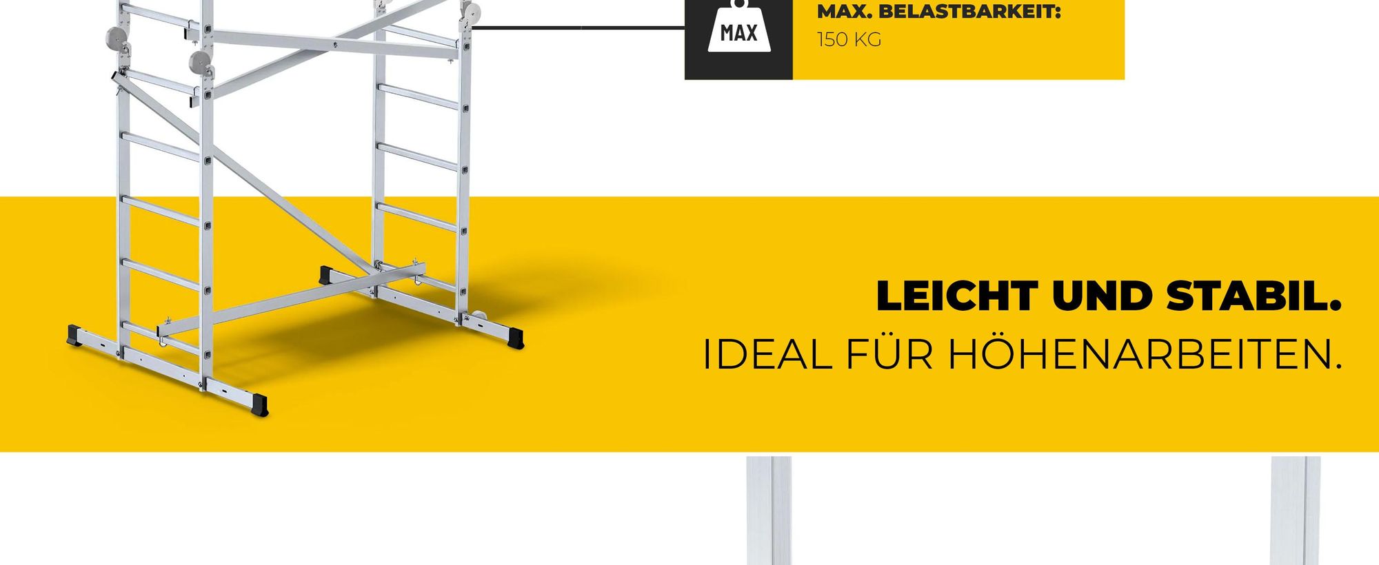 Drabest | Aluminiumgerüst - gerüst - Leitergerüst - leiter gerüst - bis zu 150kg - alu gerüst - arbeitsplattform - plattform alu gerüst