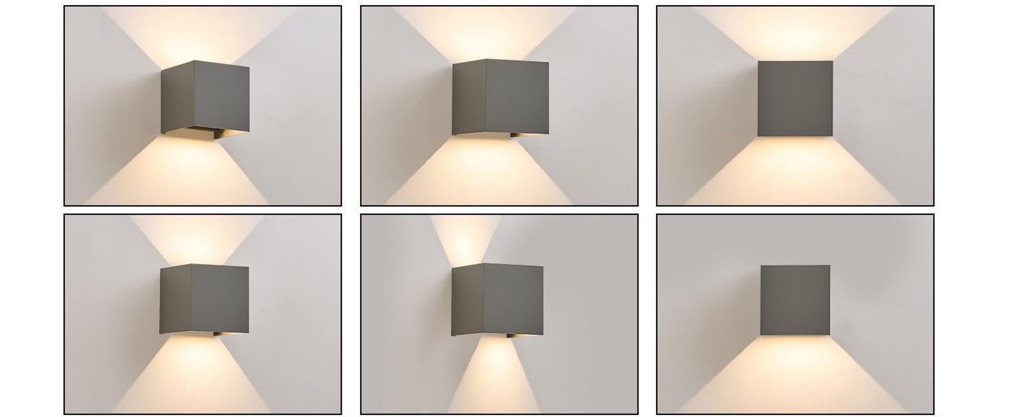 ZMH 2 Stück LED Wandleuchte Aussen 5W Grau Wandlampe Warmweiß Up Down Außenleuchte IP65 Wasserdicht Außenlampe Treppenhaus Hauswand Aussenlampe Flur