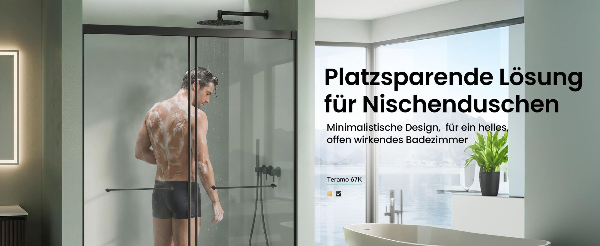 Mai & Mai Duschtür Nischentür dusche mit Doppelschiebetür 140x195cm Schwarz