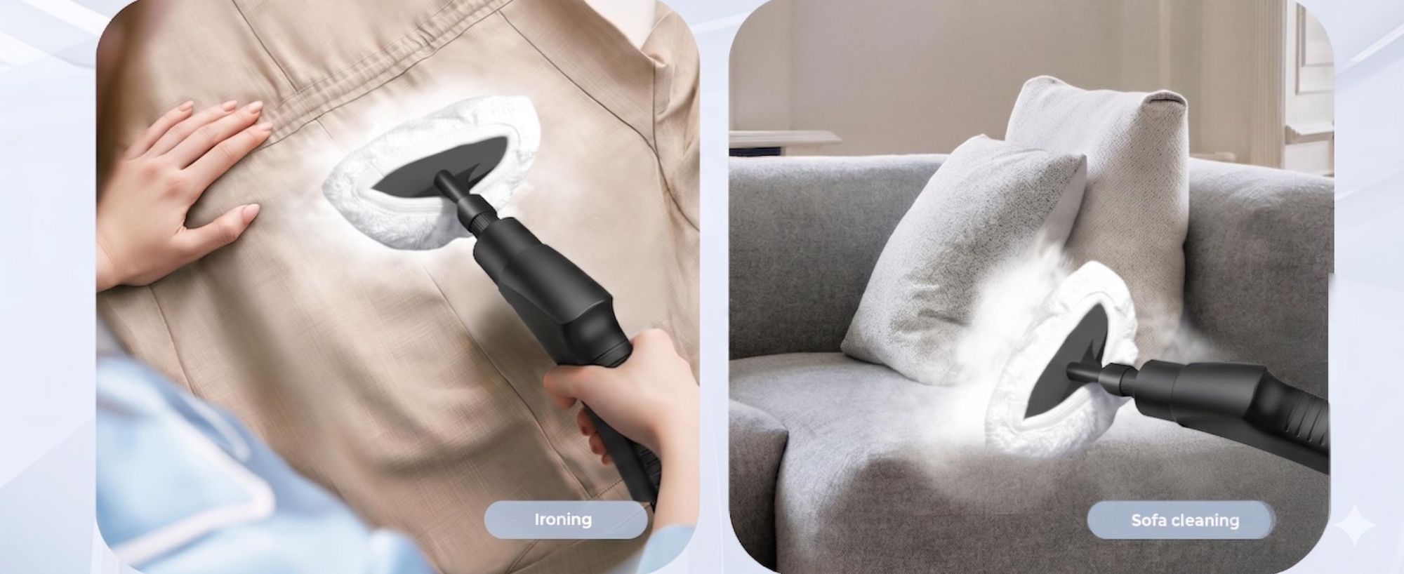 Dampfreiniger Handgerät, Steam Cleaner, 15 Sekunden Aufheizzeit, 1.1L Wassertank, Dampfreiniger für Alles, Tragbarer Steamer, Handdampfreiniger für Bo