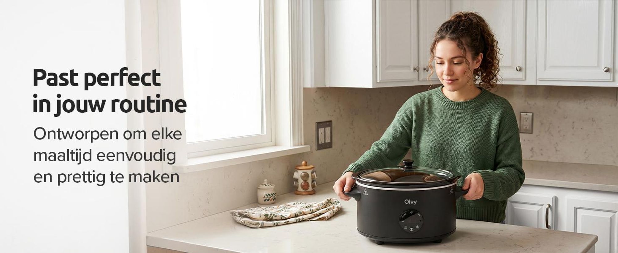 Olvy digitale slowcooker met timer – 6 liter slowcooker – pan van keramiek – inclusief kookboek