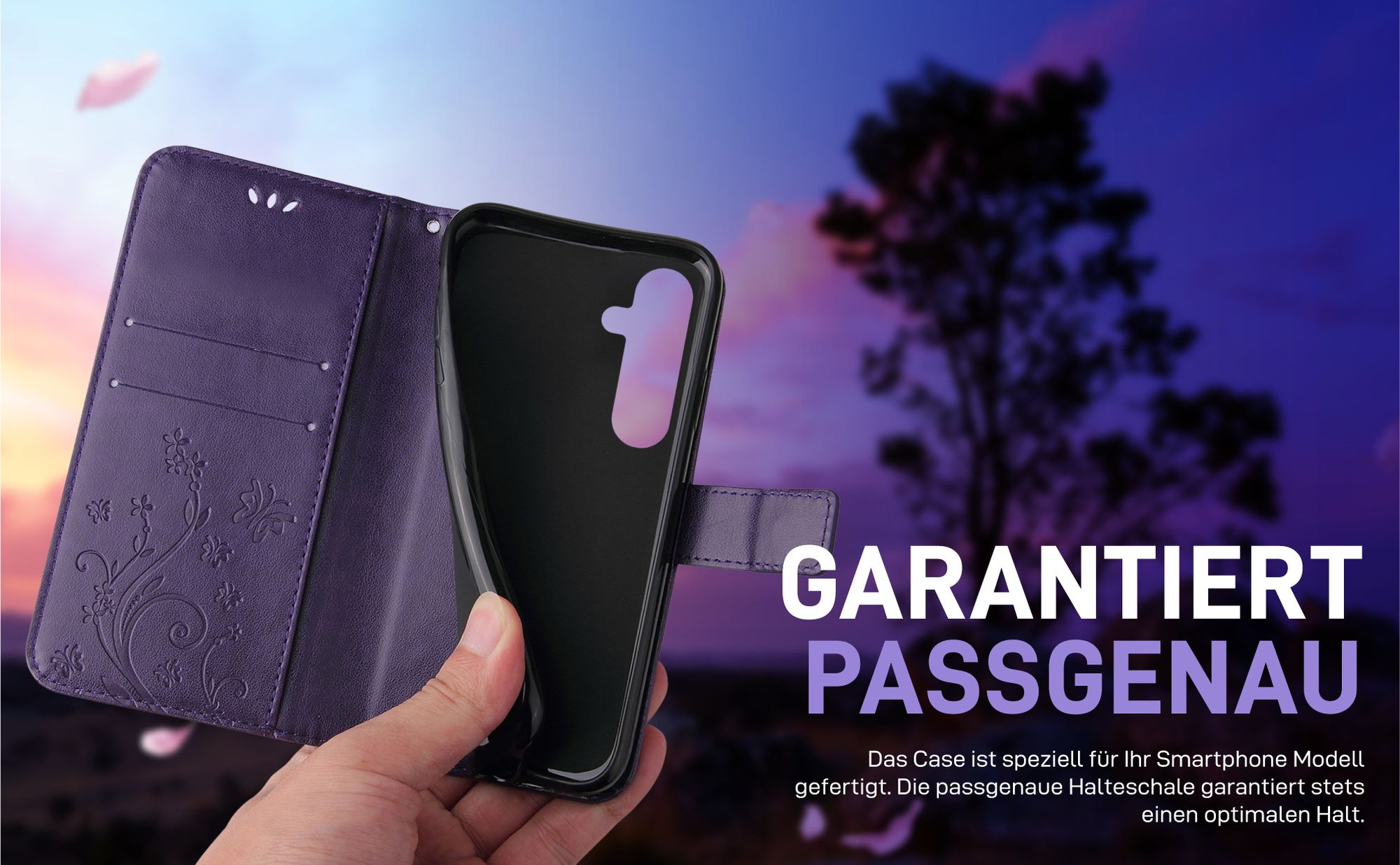 Violette Klapphülle für Samsung Galaxy A54 5G mit präziser Passform und sicherem Halt