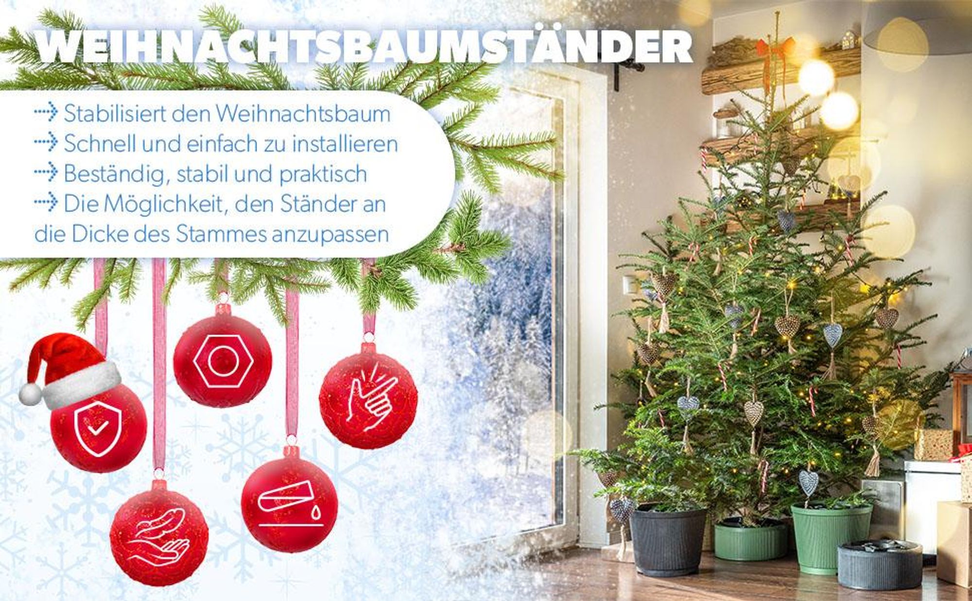 KADAX Weihnachtsbaumständer "Andel", Christbaumständer aus recycelten Kunststoff, Grün, Baumhöhe bis 150 cm