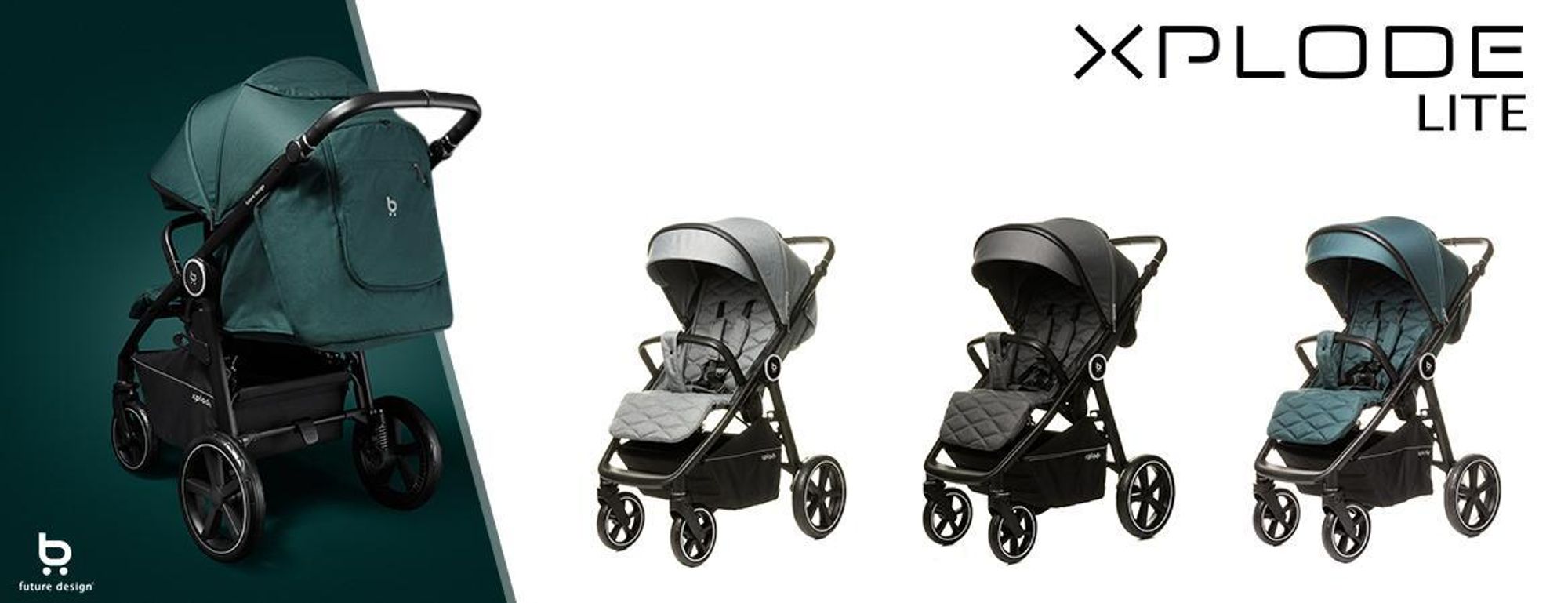 4Baby Premium Xplode Lite Steel Graphite Kinderwagen, grau, geeignet  von 6 Monaten bis 4 Jahren