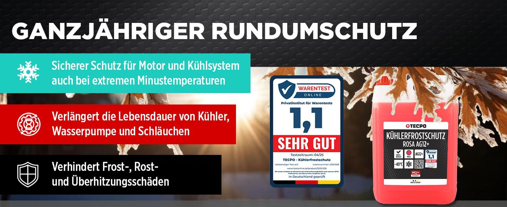 TECPO Kühlerfrostschutz 5 Liter rot G12+ Antifreeze -40°C Frostschutz rosa Kühlmittel