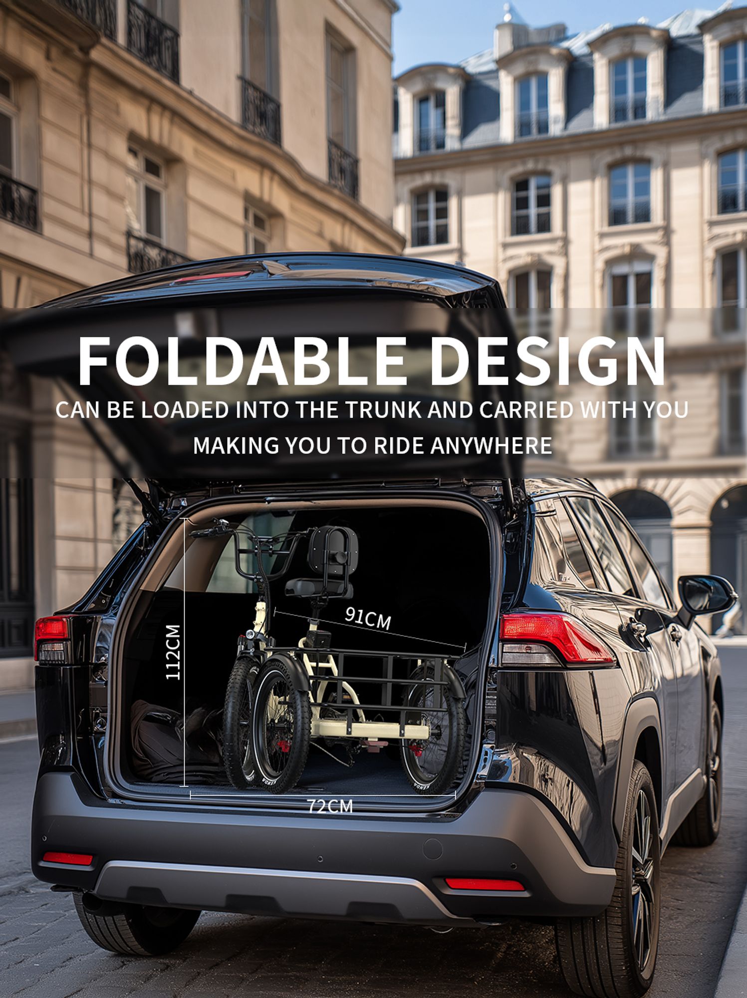 20 Zoll*3.0 Elektro-Dreirad 18Ah MIT Korb E-Bike Lastenfahrrad E-Bike Klappräder Bafang Motor Aluminium 180KG Drehmomentsensor Rückwärtsfahfunktion