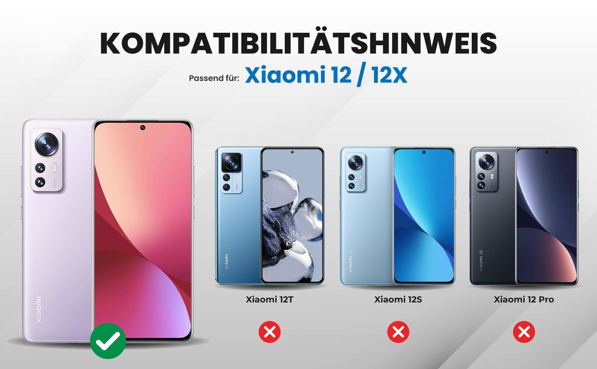 Kompatibilitätshinweise Hülle für Xiaomi 12 / 12X