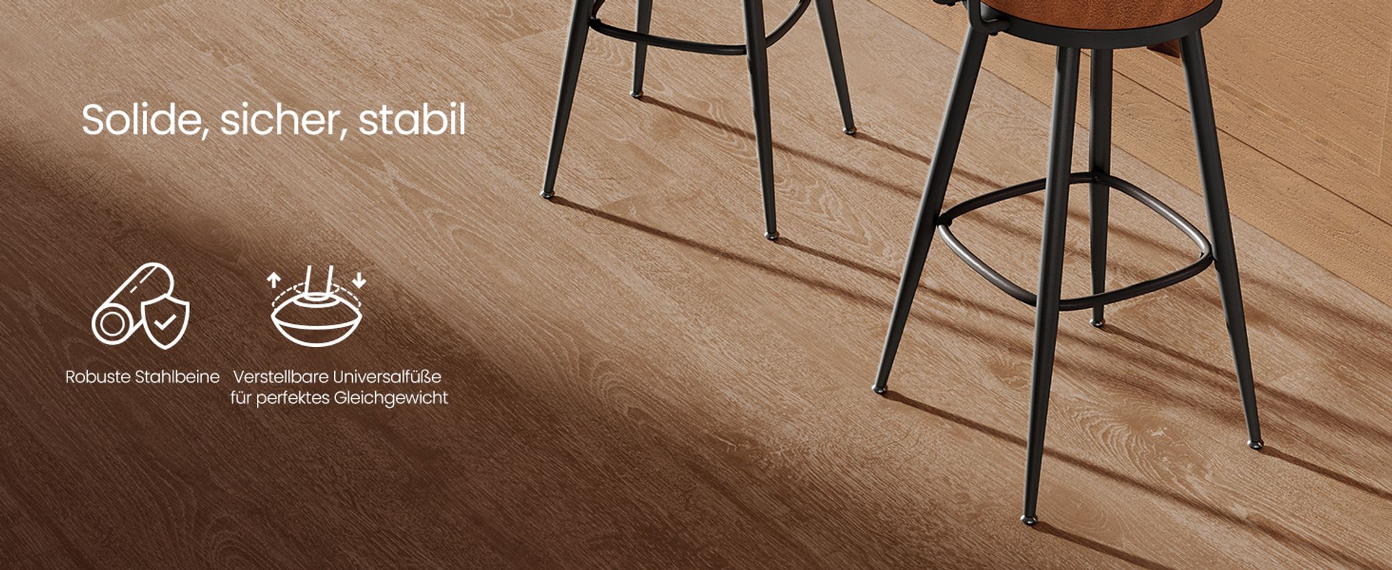 VASAGLE EKHO Kollektion - 360° drehbarer Barhocker, 2er Set, Hocker mit Rückenlehne für Bartisch