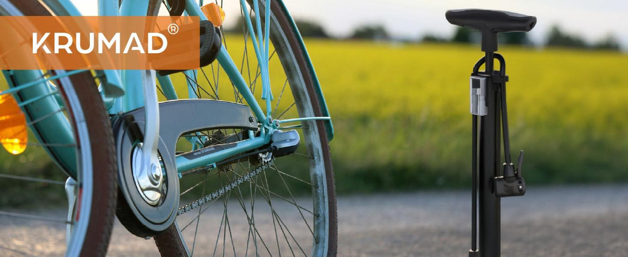 KRUMAD Fahrradpumpe, Fahrradpumpe alle Ventile, Luftpumpe für alle gängigen Ventile, Standpumpe mit Fußpedal, Fahrrad Luftpumpe für Reifen