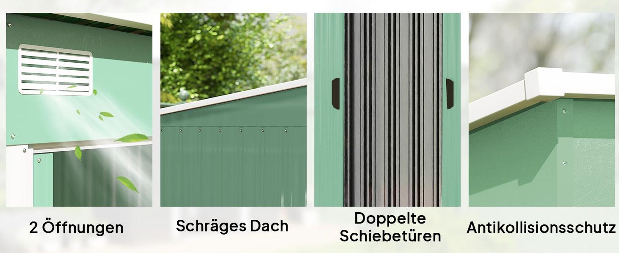Outsunny Gerätehaus Metall 2,3 m² 207 x 130 x 182 cm Geräteschuppen mit Pultdach
