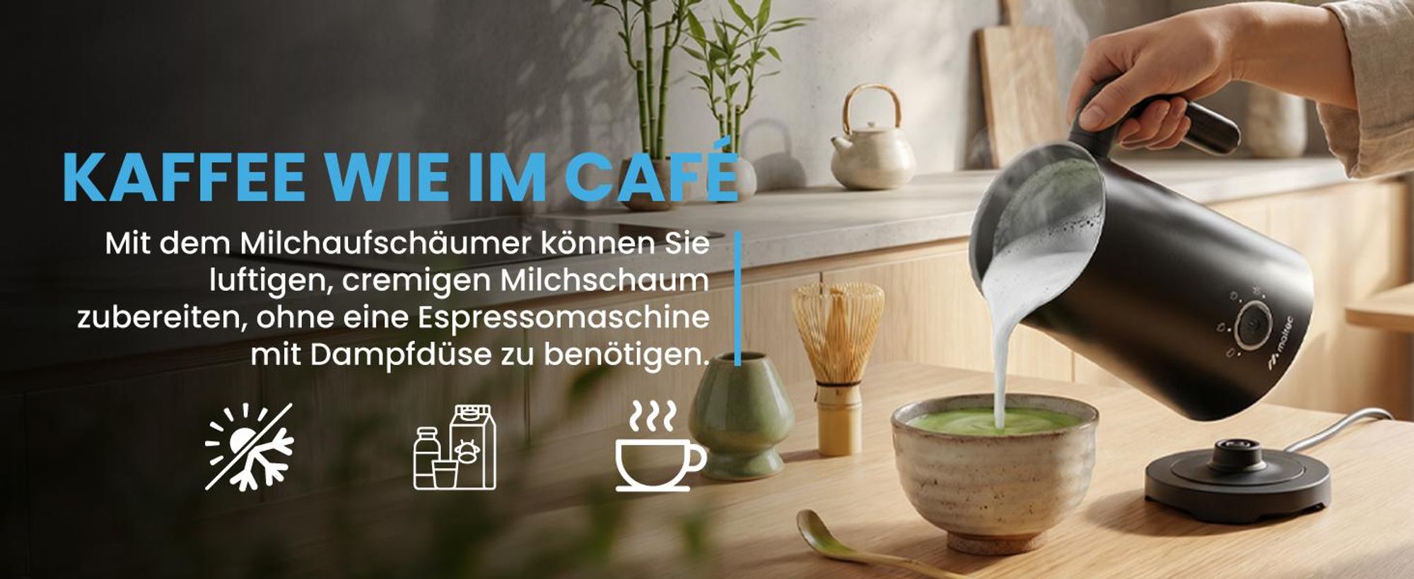 Milchaufschäumer elektrisch 500W 300ml heißer & kalter Milchschaum Cappuccino