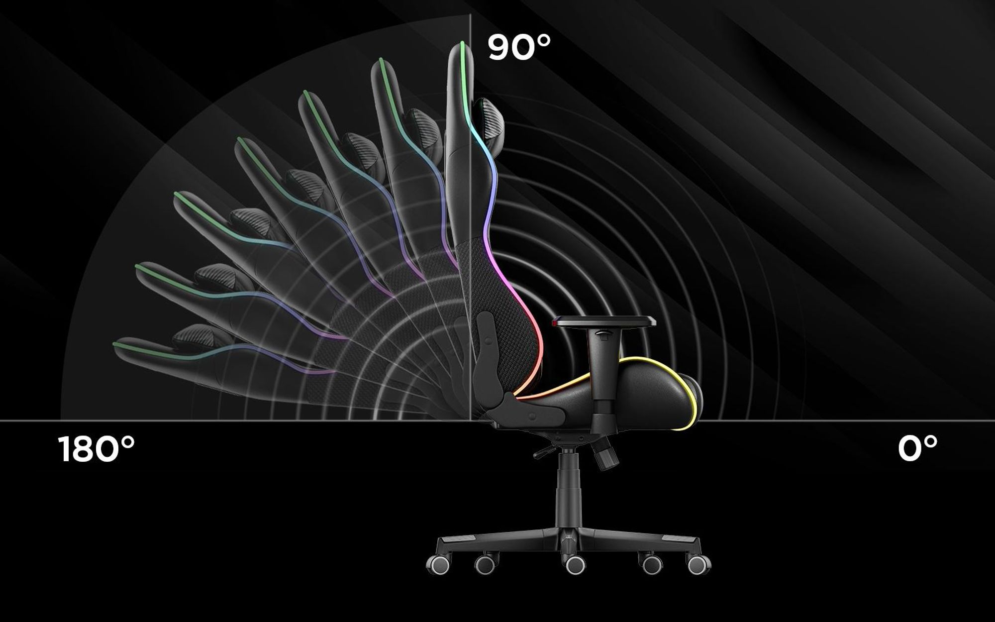Huzaro Force 6.2 | RGB LED Beleuchtung Gaming Stuhl Gamer Bürostuhl Schreibtischstuhl Gamer Kopfstütze Lendenstütze | bis 130 kg belastbar | Schwarz