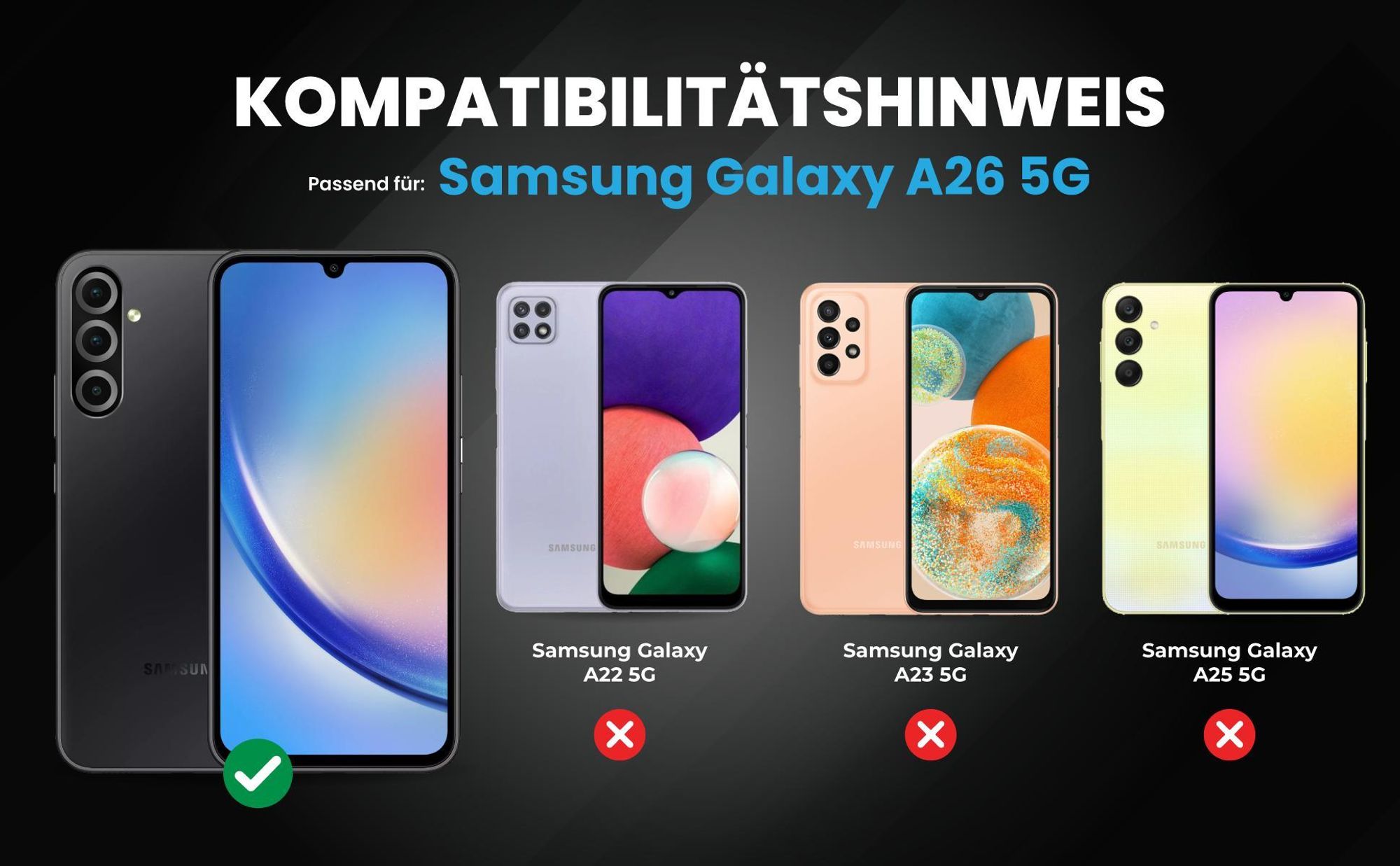 Kompatibilitätshinweise Hülle für Samsung Galaxy A26 5G