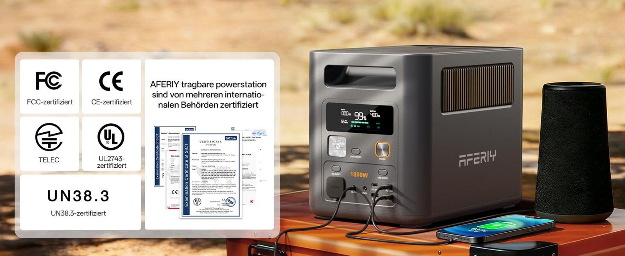 AFERIY P180 Pro Powerstation 1800W 1024Wh LiFePO4 Solargenerator, Erweiterbar bis 5120Wh, App-Steuerung, USV unter 10 ms